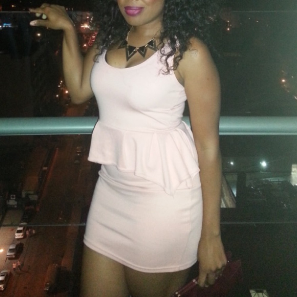 Soft Pink (Salmon) Peplum Dress